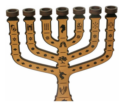 Candelabro Sete Pontas - Menora 12 Tribos - Em Mdf Pintado