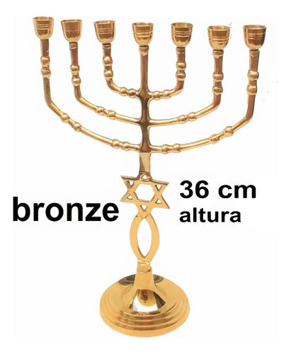 Candelabro Sete Pontas - Menora 34 Cm - Original De Israel