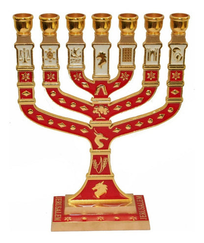 Candelabro Sete Pontas - Menora 18cm - 12 Tribos - Israel 2