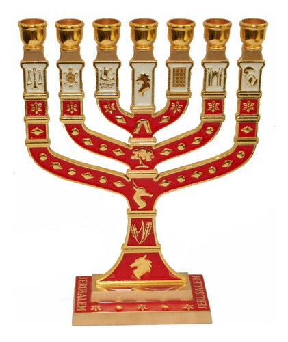 Candelabro Sete Pontas - Menora 18cm - 12 Tribos - Israel 2