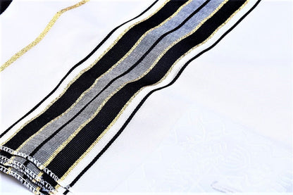 Talit Preto Com Dourado (grande) - Importado De Israel