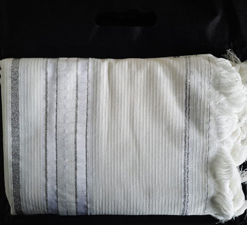 Talit ortodoxo branco grande gadol  - Importado De Israel