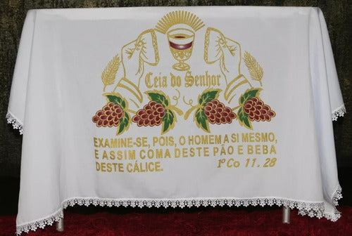 Toalha Forro De Decoração Para Santa Ceia  Branca 1